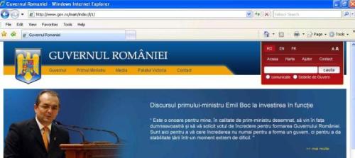 La site-ul de stânga portocaliu al lui Emil Boc